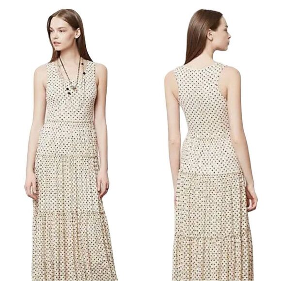 MEADOW Rue Anthropologie Marginy Dotted Lace Tiered Maxi Dress Sz S - Picture 1 of 15